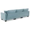 Modern Convertible Sectional L Shaped Reversible Couch Set With Free Pillows 4 Seat Suede Sleeper Sofa With Ottoman - Light Blue - Image 9