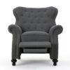 Accented Push Back Recliner Chair With Rolled Arms - Charcoal - Image 5