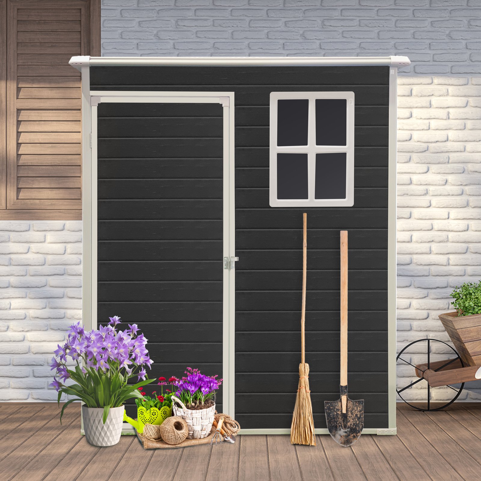 Outdoor Storage Shed Kit Perfect To Store Patio Furniture - Black - Image 6