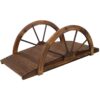 Wooden Garden Bridge Arc Footbridge With Half Wheel Railings Solid Fi - Brown - Image 7