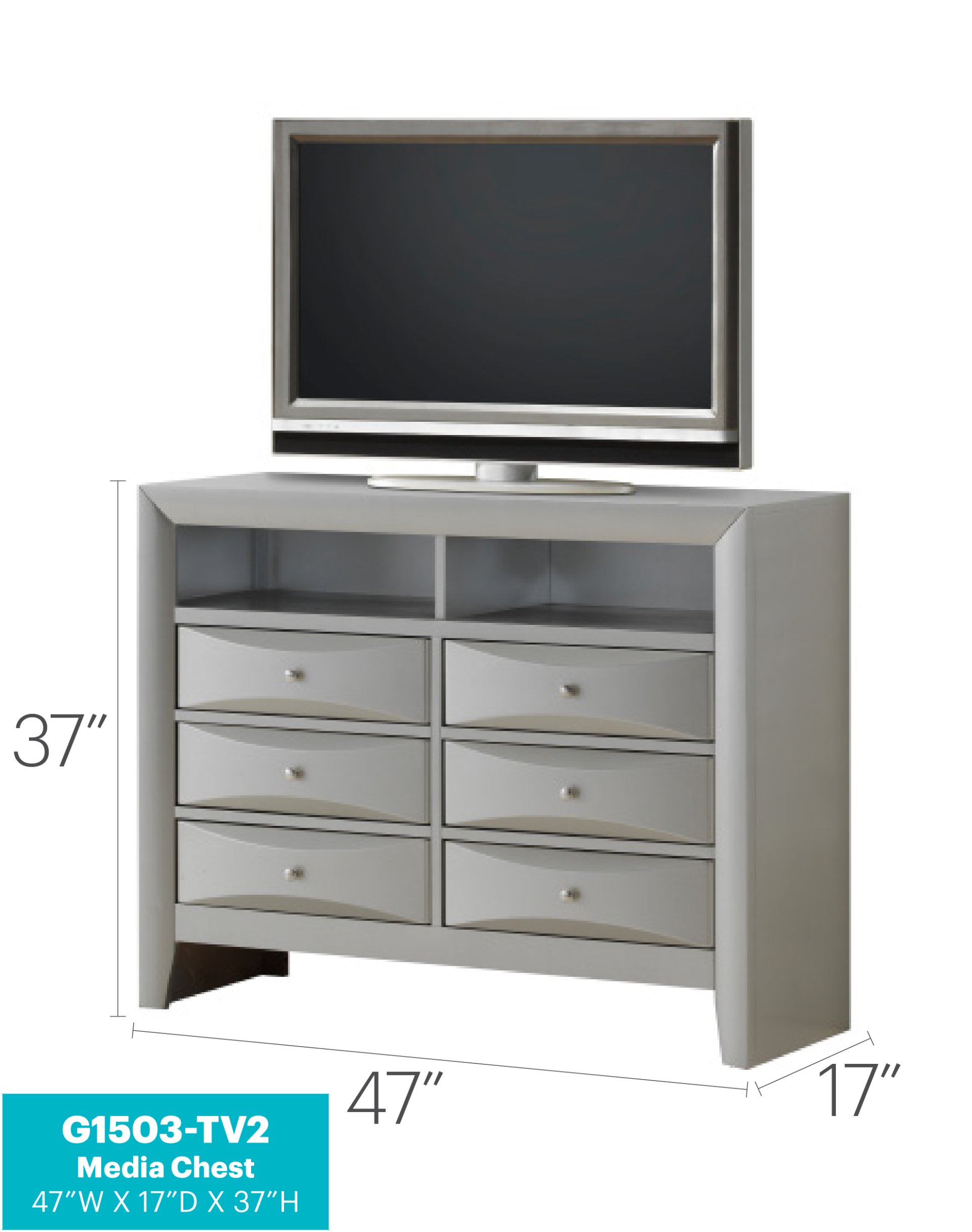 Marilla - Media Chest - Silver Champagne - Image 2