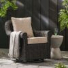 Amaya - Outdoor Swivel Rocker Chair With Water Resistant Cushions - Brown / Beige - Image 6