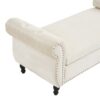 Velvet Multifunctional Storage Rectangular Ottoman Bench With 1 Pillow - Beige - Image 6