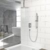Ceiling Mounted Square Shower System With Adjustable Slide Bar, 16" Rainfall Shower With Handheld - Brushed Nickel - Image 4