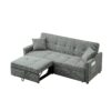3 In 1 Convertible Sleeper Sofa Bed, Modern Fabric Loveseat Futon Sofa Couch Pullout Bed, Small Love Seat Lounge Sofa Reclining Backrest, Pillows, Pockets, Home Furniture For Living Room - Gray - Image 13