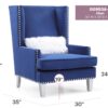 Elegant Lounge Chair With Square Arms - Blue - Image 5