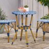 French Bistro Table Outdoor Elegance - White / Blue - Image 6