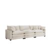Mid Century Modern 3 Seater Sectional Sofa With Arm And Throw Pillows Light Corduroy - Beige - Image 7