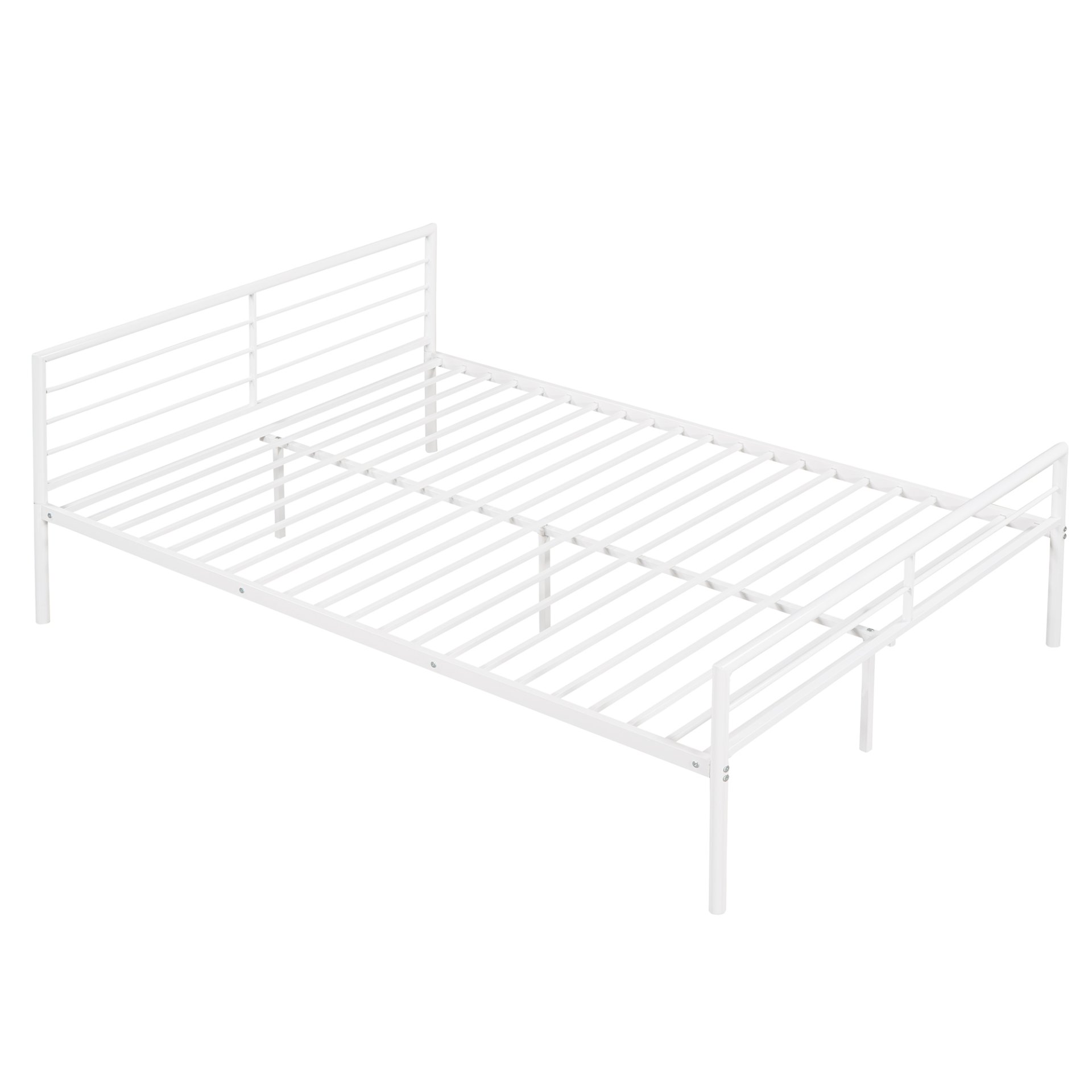 Twin Over Full Metal Bunk Bed With Desk, Ladder And Quality Slats For Bedroom - Metallic White - Image 23