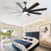 Large Ceiling Fans With Lights And Remote Control 6 Wind Speed DC Motor For Living Room - Black - Image 7