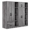 6 Door Wardrobe With Shelves And Drawers - Gray - Image 3