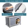 Medium Wooden Outdoor Dog House, Waterproof Roof, Elevated Floor, Adjustable Plastic Feet - Gray - Image 5