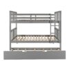 Full Over Full Bunk Bed With Twin Size Trundle And Ladder - Gray - Image 2