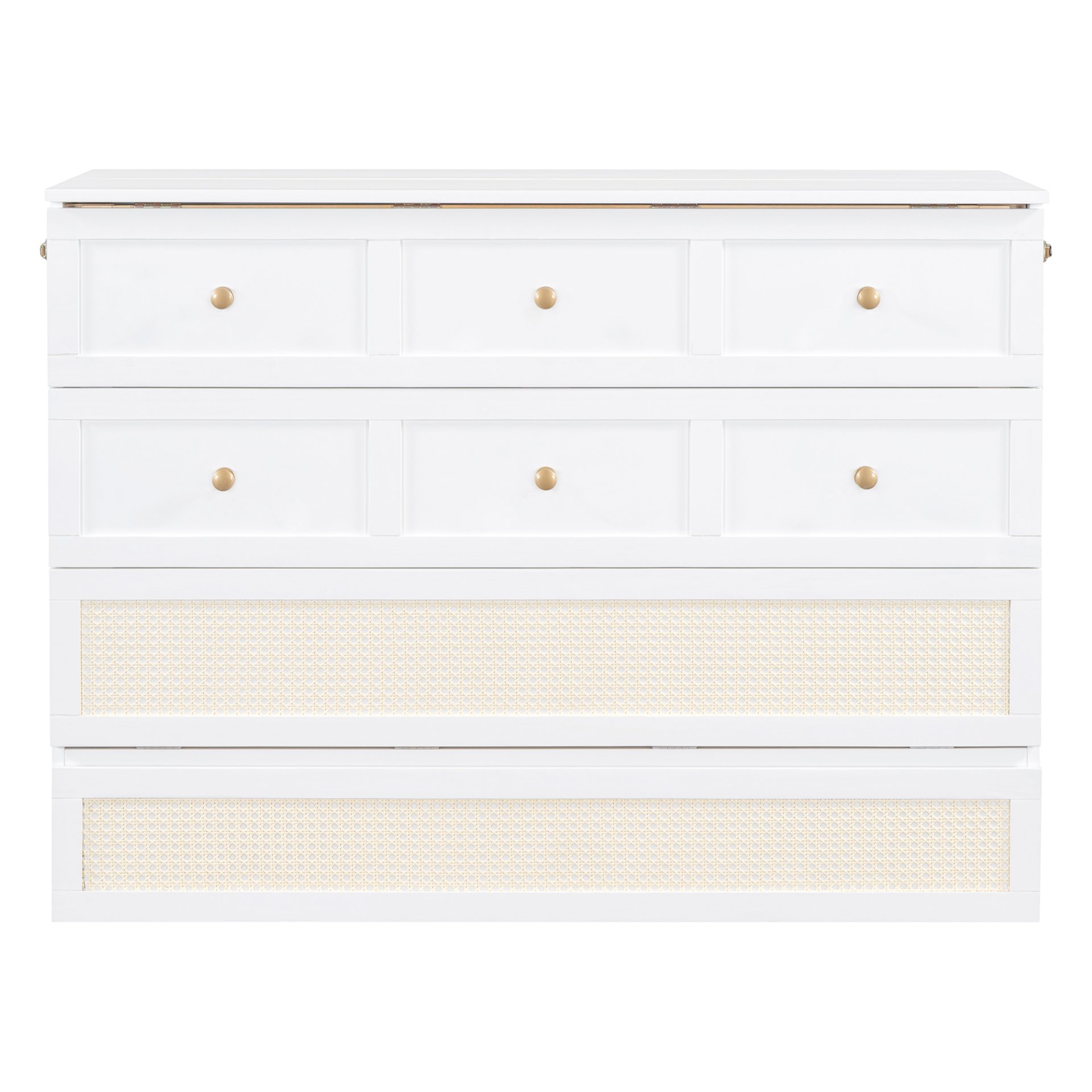 Full Size Murphy Bed With Large Drawers And Stylish Design - White - Image 6