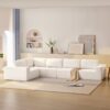 Modular Sectional With Wide Seat Free Combination L Shaped Couch Set Cloud Upholstered Minimalist Boneless Sofa - Beige - Image 13