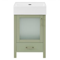 Bathroom Vanity With Ceramic Sink And Ample Storage, Ideal For Small Bathrooms - Green