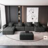 Modern Oversized Modular Sectional Sofa, Sparkling Chenille Fabric Soft Cushion Sofa With 8 Pillows, 8 Pieces Diy Combination Tufted Sofa, No Assembly Required - Black - Image 13