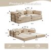 Convertible Floor Sofa Bed With Fixed Shape Frame, Loveseats Boneless Modular Sectional, For Living Room - Beige - Image 3