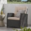 St Marta - Single Sofa Outdoor Relaxation Rattan Iron Waterproof Fabric - Dark Brown - Image 2