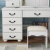 Fashion Vanity Desk With Mirror And Adjustable Lighting, 6 Drawers, 3 Color Light Modes - White - Image 7