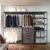 Monica - Wood Walk In Closet System With Spacious Storage In Wood And Metal Frame - Gray - Image 2