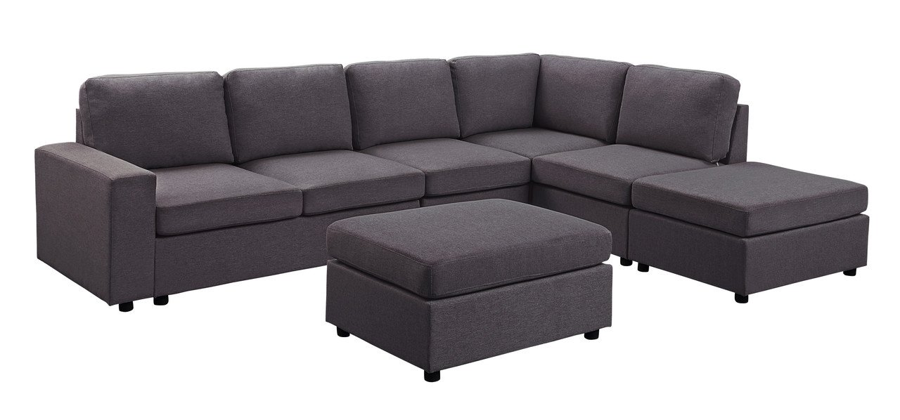 Cassia - Modular Sectional Sofa With Ottoman - Dark Gray - Image 5