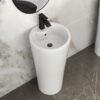 15" Pedestal Sink With Space Saving Design, Smooth Non Porous Surface For Powder Rooms - White - Image 4