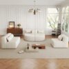 Upholstered Sofa Free Combined Sofa Couch With 2 Chaise Lounge And 5 Back Pillows For Living Room - Beige - Image 11