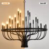 24 Light Chandelier Industrial Iron Candle Chandelier Modern Suspended Farmhouse Chandeliers Pendant Light Fixtures For Dining Room Bedroom Living Room Kitchen Island Foyer E12 Bulb (No Include) - Black - Image 9