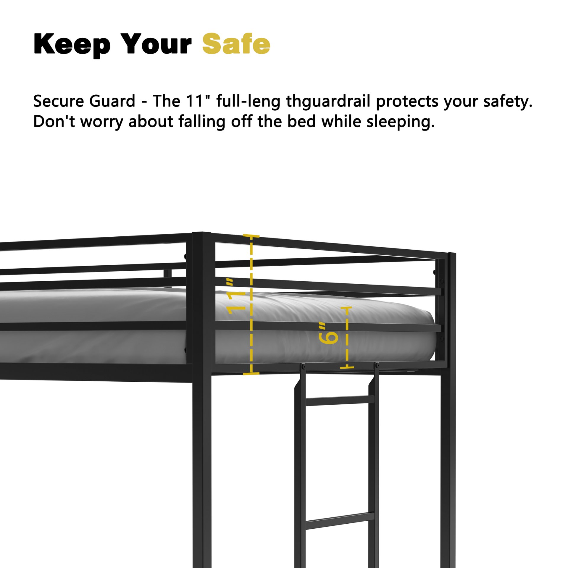 Adam - Junior Twin Loft Bunk - Black - Image 7