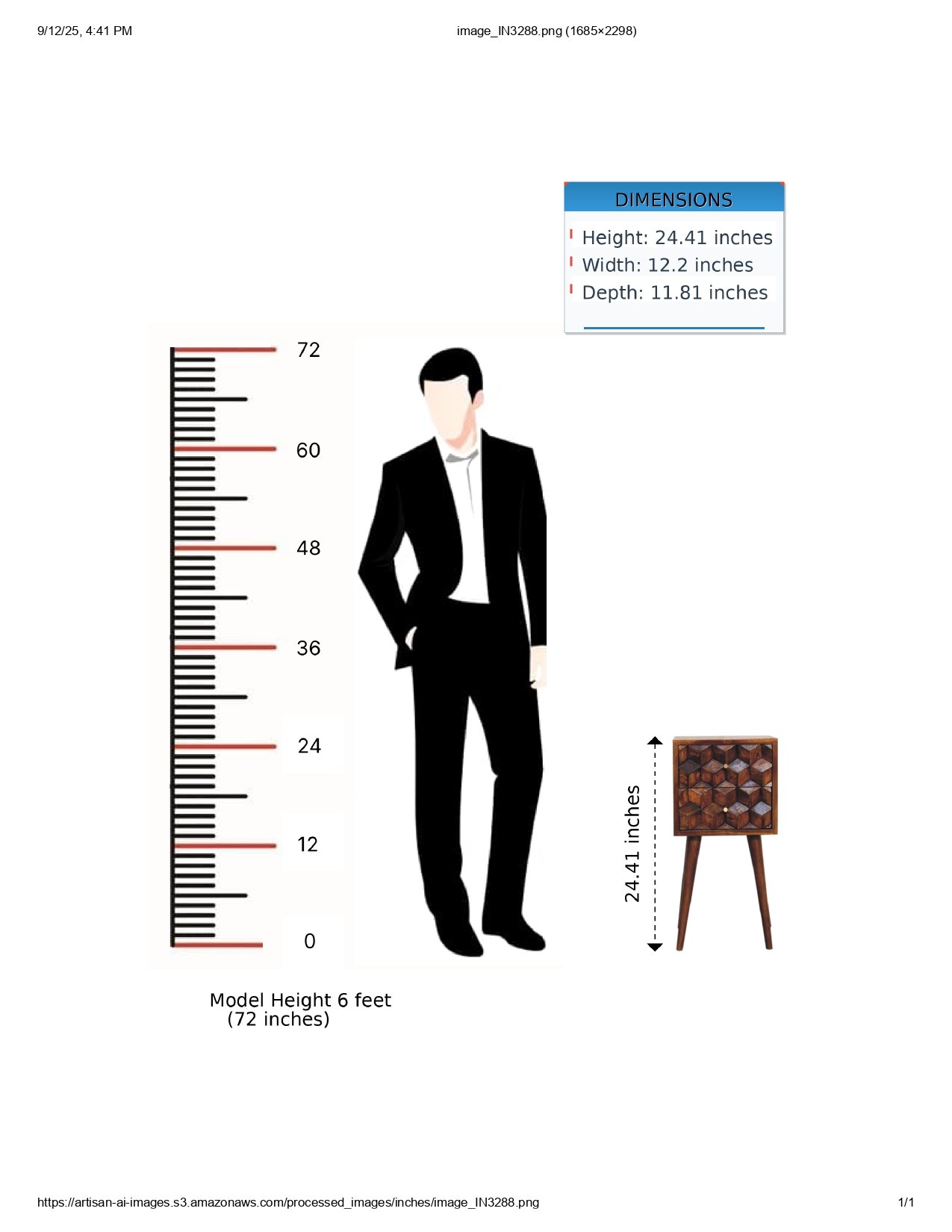 Mini Cube 2 Drawer Nightstand - Chestnut - Image 12