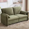Modern Minimalist Down Filled Sofa, 800Lbs Capacity, Multiple Colors, Chenille Fabric - Green - Image 6