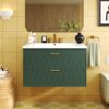 Wall Mounted Bathroom Vanity With Resin Sink, Floating Bathroom Storage Cabinet With 2 Drawers, Bathroom Cabinet - Green - Image 3