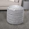 River - Handcrafted Water Resistant Cylindrical Pouf - White - Image 2