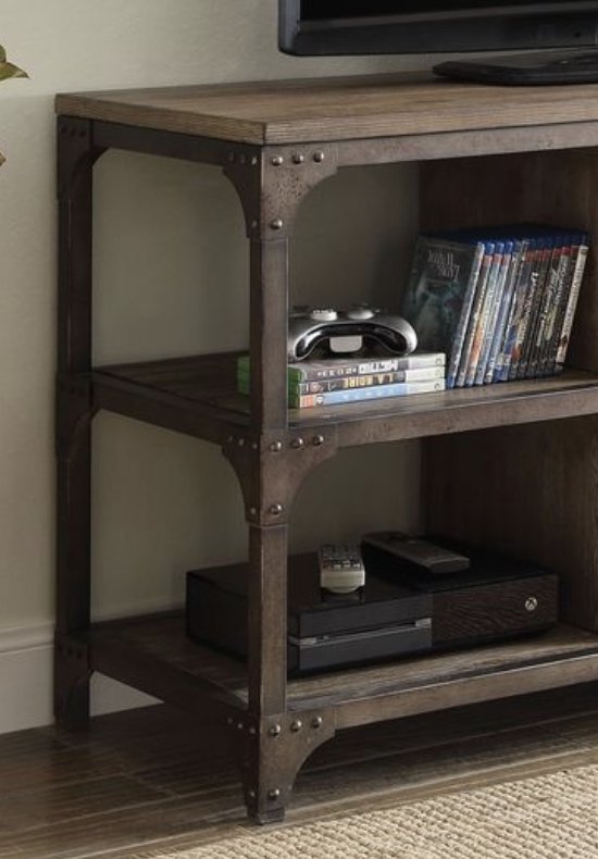 Gorden - TV Stand - Weathered Oak / Antique Silver - Image 4