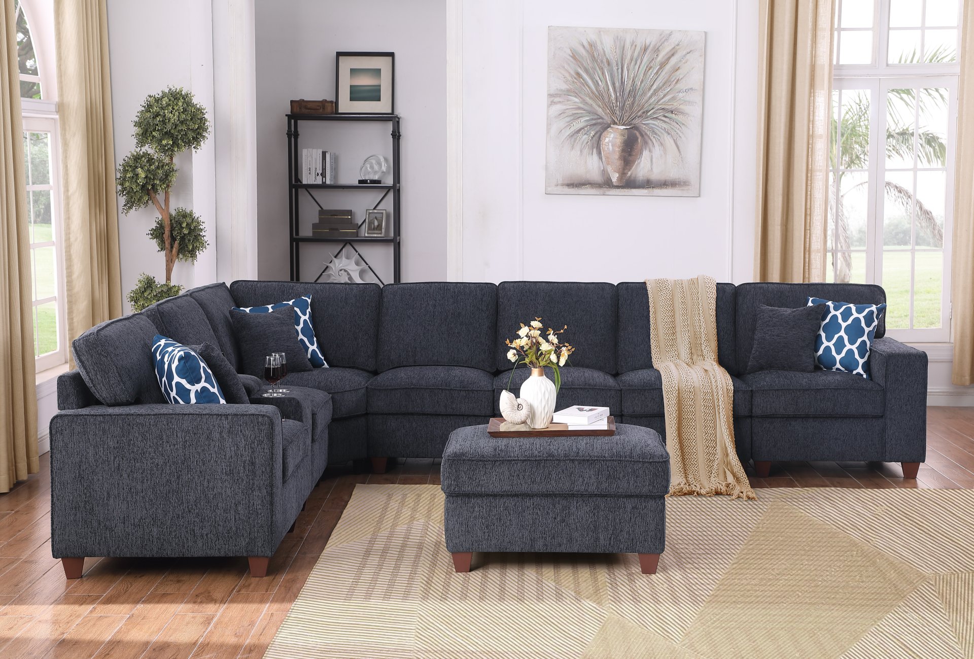 Lily - Sectional Sofa With Ottoman - Black - Image 3