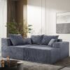 4 Piece Modular L Shaped Sectional Sofa With Spacious Chaise Lounge Corduroy Upholstery - Gray - Image 6
