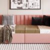 Twin Size Upholstered Daybed With 2 Storage Drawers, Sofa Bed Frame No Box Spring Needed - Pink - Image 13