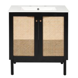 Bathroom Vanity With Soft Closing Mechanism - Black