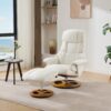 Recliner Chair With Ottoman Modern 360° Swivel Lounge Chair With Footstool 5 Point Vibration Massage Seat Heating & 140° Adjustable Backrest - White - Image 11