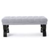 Hilton - Ottoman Bench With Classic Button Tufting - Light Gray - Image 5