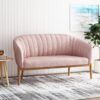Mid Century Modern Loveseat With Channel Stitched Backrest - Blush - Image 4