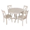 Modern Dining Table Set For 4, Round Table And 4 Kitchen Room Chairs, 5 Piece Kitchen Table Set For Dining Room, Dinette, Breakfast Nook - Antique White - Image 19