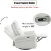 29.92" 270 Power Swivel Rocker Recliner Chair, Electric Glider Reclining Sofa With USB Ports, Power Swivel Glider, Rocking Chair Nursery Recliners For Living Room Bedroom - Light Gray - Image 3