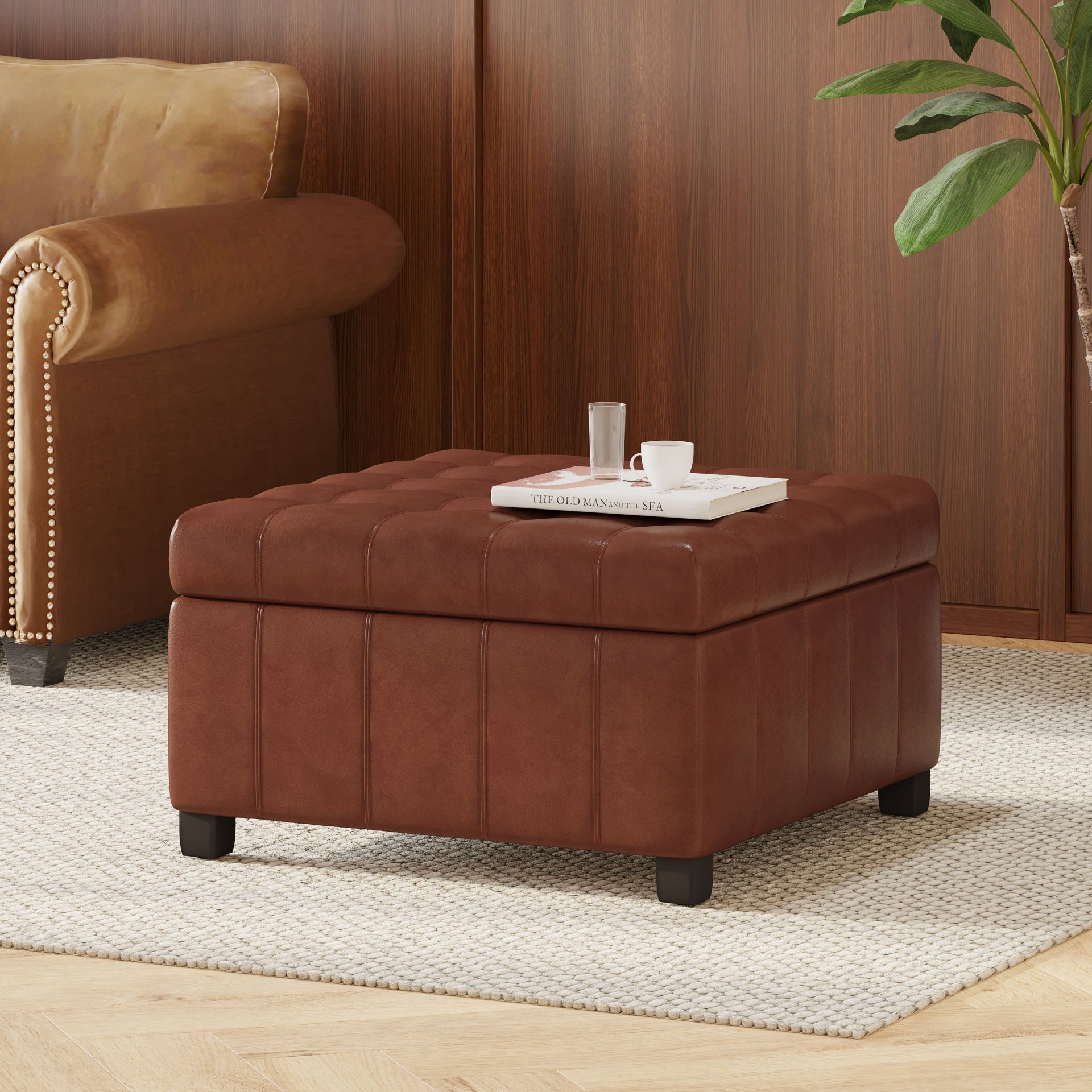 Storage Ottoman For Living Room, Bedroom - Light Brown - Image 6