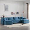 Modular Sectional With Deep And Wide Seat, U Shaped Cloud Couch Set With Double Cushions 6 Seat Sofa With Movable Ottomans Oversized - Blue - Image 7