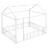 Full Size Bed House Bed Frame With Fence - White - Image 3