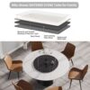 59.05" Modern Artificial Stone Round Carbon Steel Base Dining Table, Can Accommodate 6 People, Black Artificial Stone Turntable - White / Black - Image 9