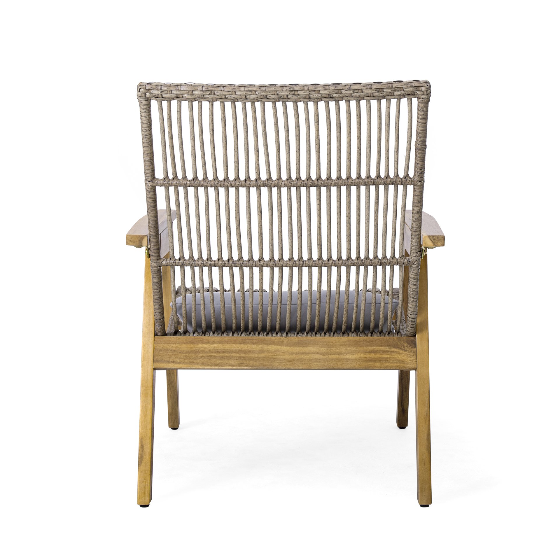 Acacia Wood Cape Woven Wicker Large Lounge Chair With Pillow For Patio, Deck, Yard, Lawn And Garden Seating Wicker (Set of 2) - Teak - Image 16