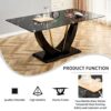 Modern Minimalist Luxurious Imitation Marble Dining Table Rectangular Office Desk With Tempered Glass - Black - Image 13